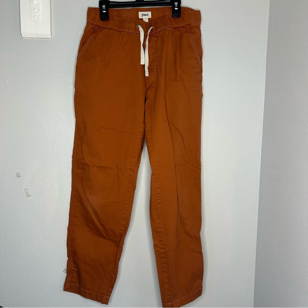 Pact Women's Daily Twill Straight Leg Pants in Rust